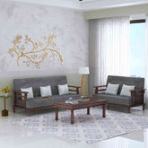 Feelinn Solid Sheesham Wood Five Seater Sofa Set With Coffee Table (3+2, Walnut Finish)